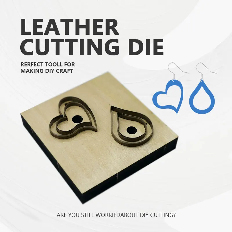 Durable and reusable heart-shaped earring making mold, one-piece leather cutting die with high-precision trimming, dual-purpose