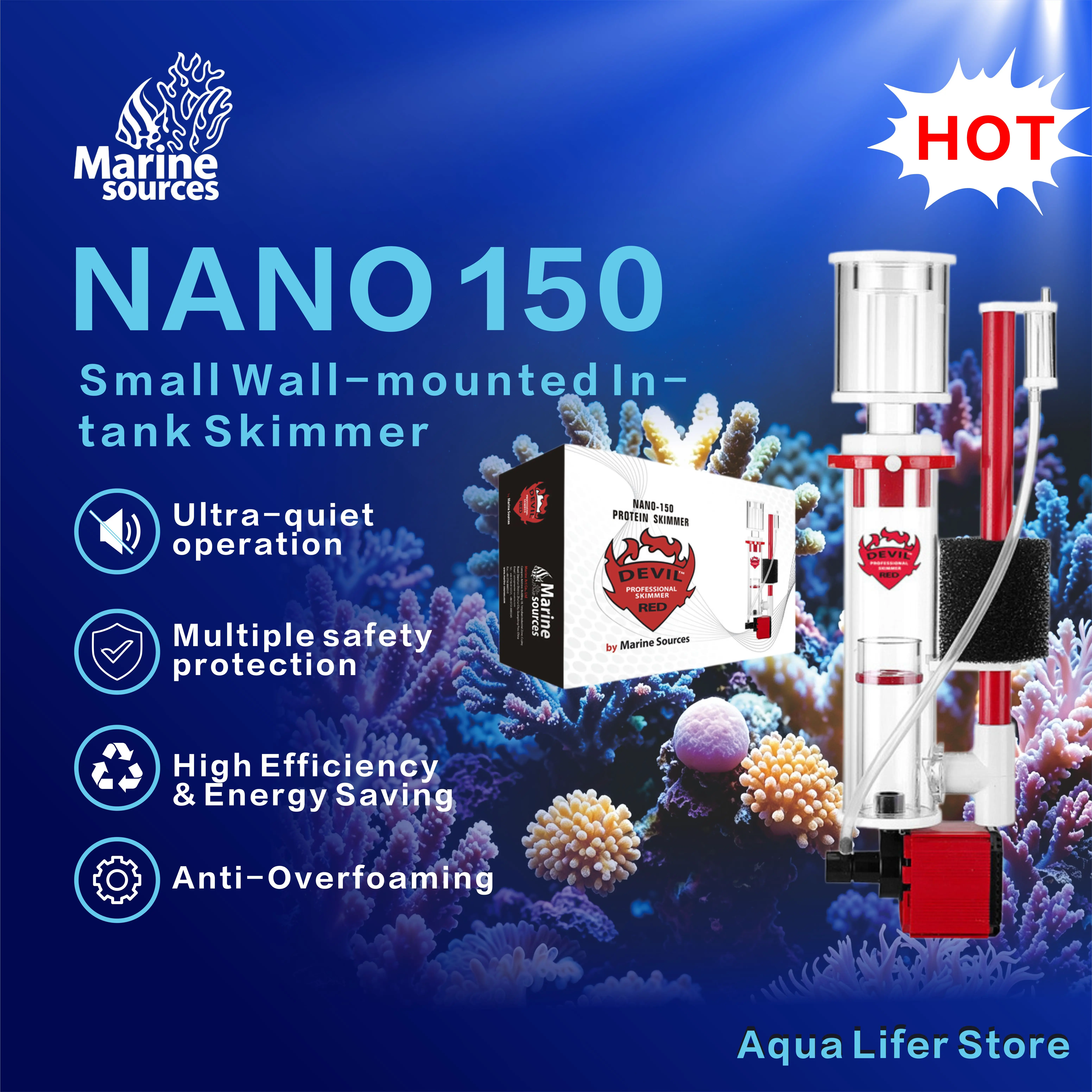 Protein Skimmer Reef - Filtre d'aquarium Marine Sources NANO150, écumeur