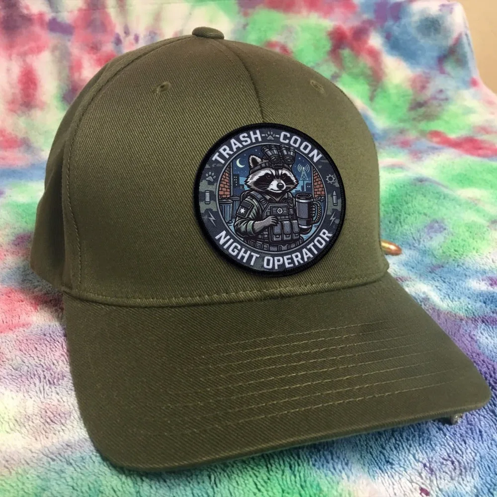 Raccoon Wearing Night-vision Goggles Printed Hook and Loop Patches for Clothing Tactical Morale Badge Military Backpack Sticker