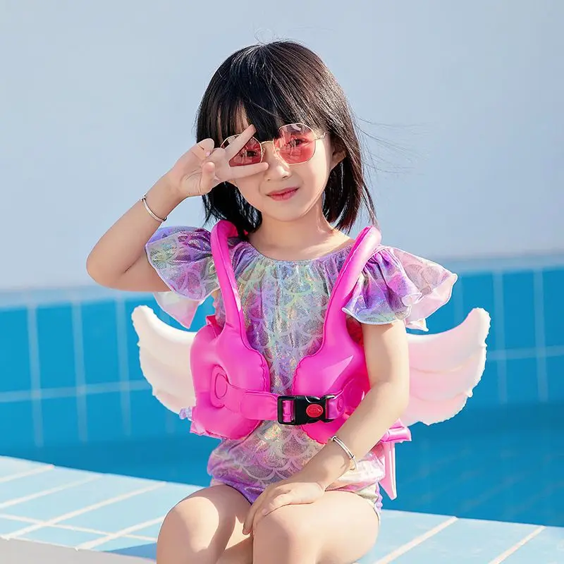 Angel Wing Inflatable Buoyancy Vest For 2-8 Years Children Swimsuit Thickened Drifting Life Jacket Swimming Pool Floating Toys