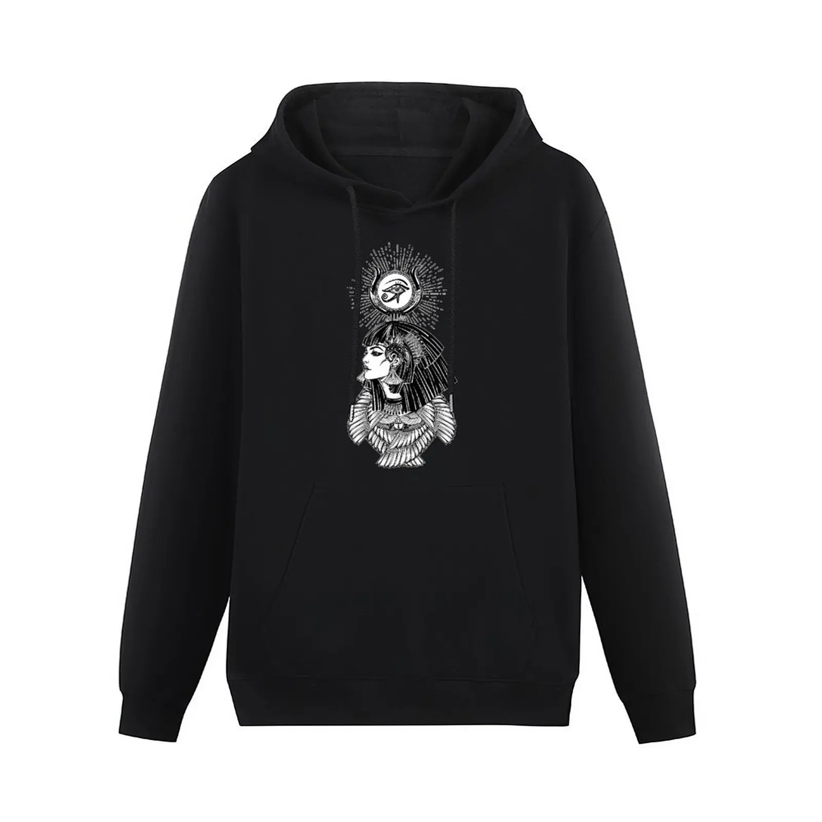 Egyptian Goddess with Eye of Horus, Ankh & 6 Feathers Pullover Hoodie streetwear men hoodies for men high quality