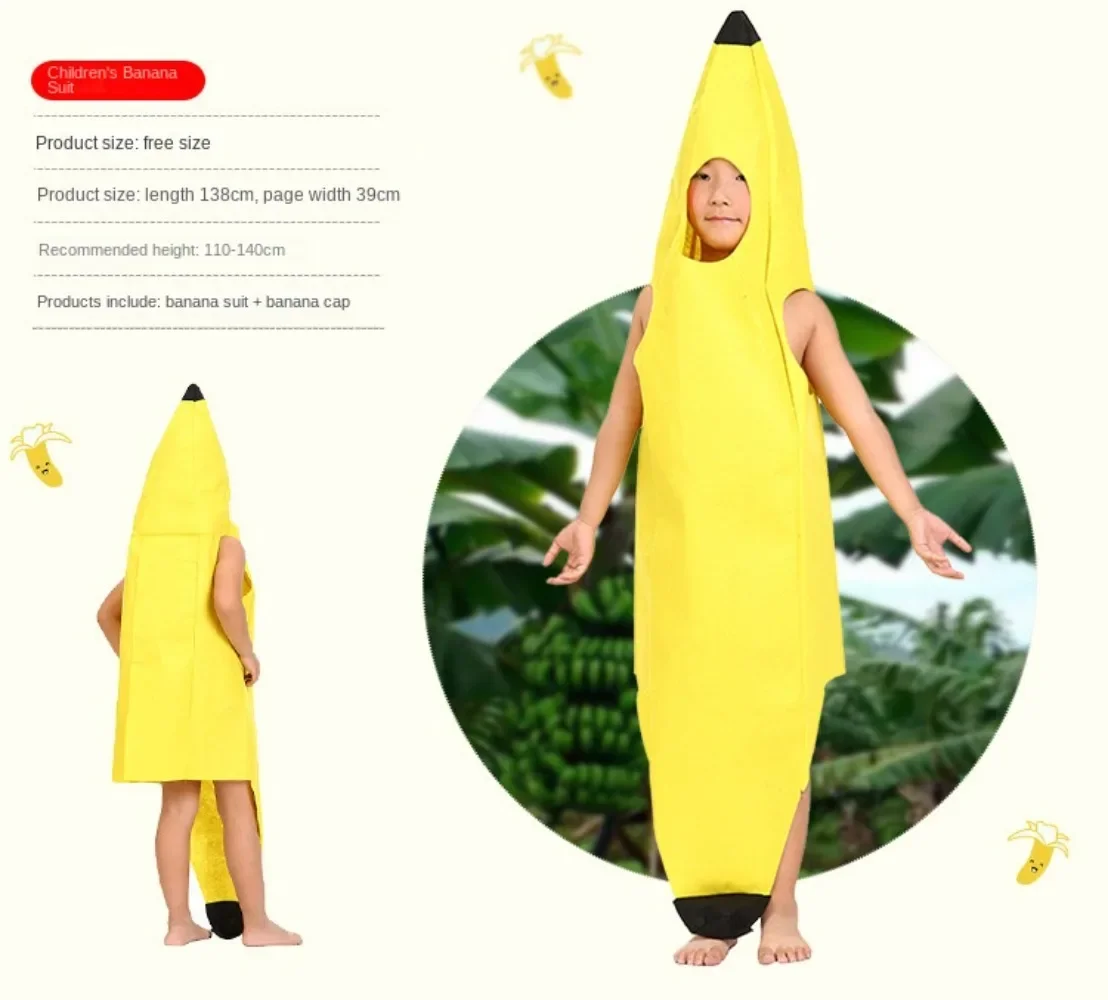 Kinder-Halloween-Bananenkostüm Frucht-Outfit Bühnenauftrittskleidung Eltern-Kind-Partnerlook Kindergarten Rollenspiel Dekoration – Detail 2