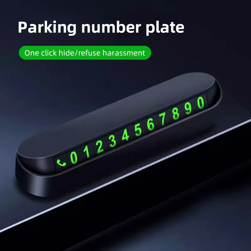 Car Parking Number Plate for Toyota RAV4 Highlander Prado Land Cruiser Flip Hidden Temporary Phone Number Display Card Black