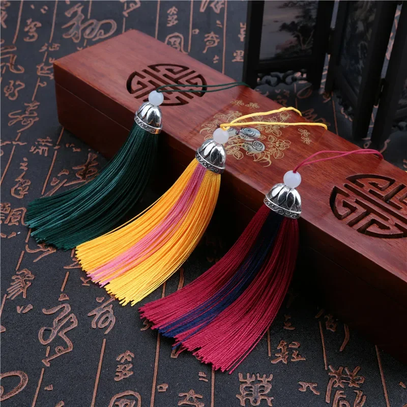 12pcs/lot 10cm Double colored tassel silk fringe sewing bang tassel trim decorative key tassels for curtain home decoration