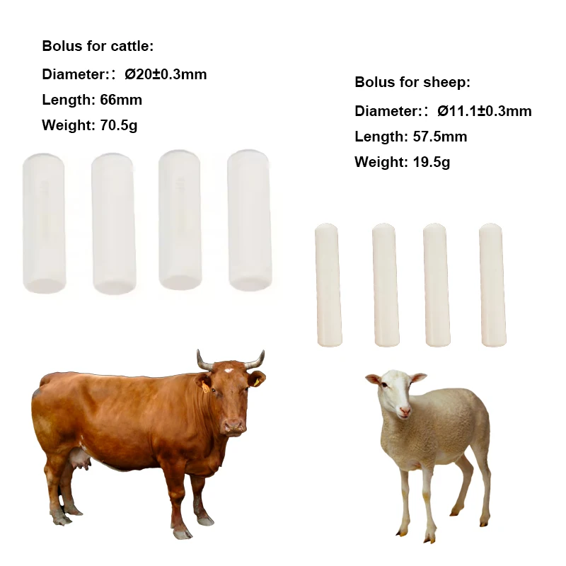 علامة rfid ruminal Bolus للماشية/الأغنام الماشية تحديد الحيوانات علامة بولس الإلكترونية بموجات الراديو 134.2 كيلو هرتز HDX رقاقة ISO11784/5