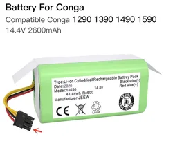 14.4V 2600mAh Li-ion Replacement Battery Compatible with Conga Excellence 1290 1390 1490 1590 Lithium-ion battery Part