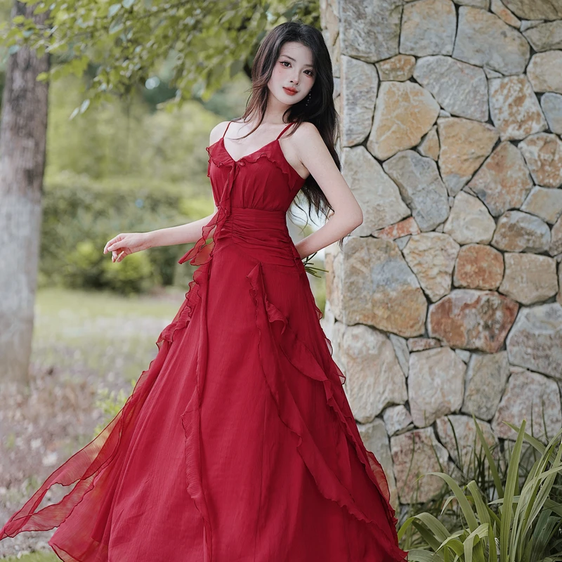 Retro Azue Long Red…