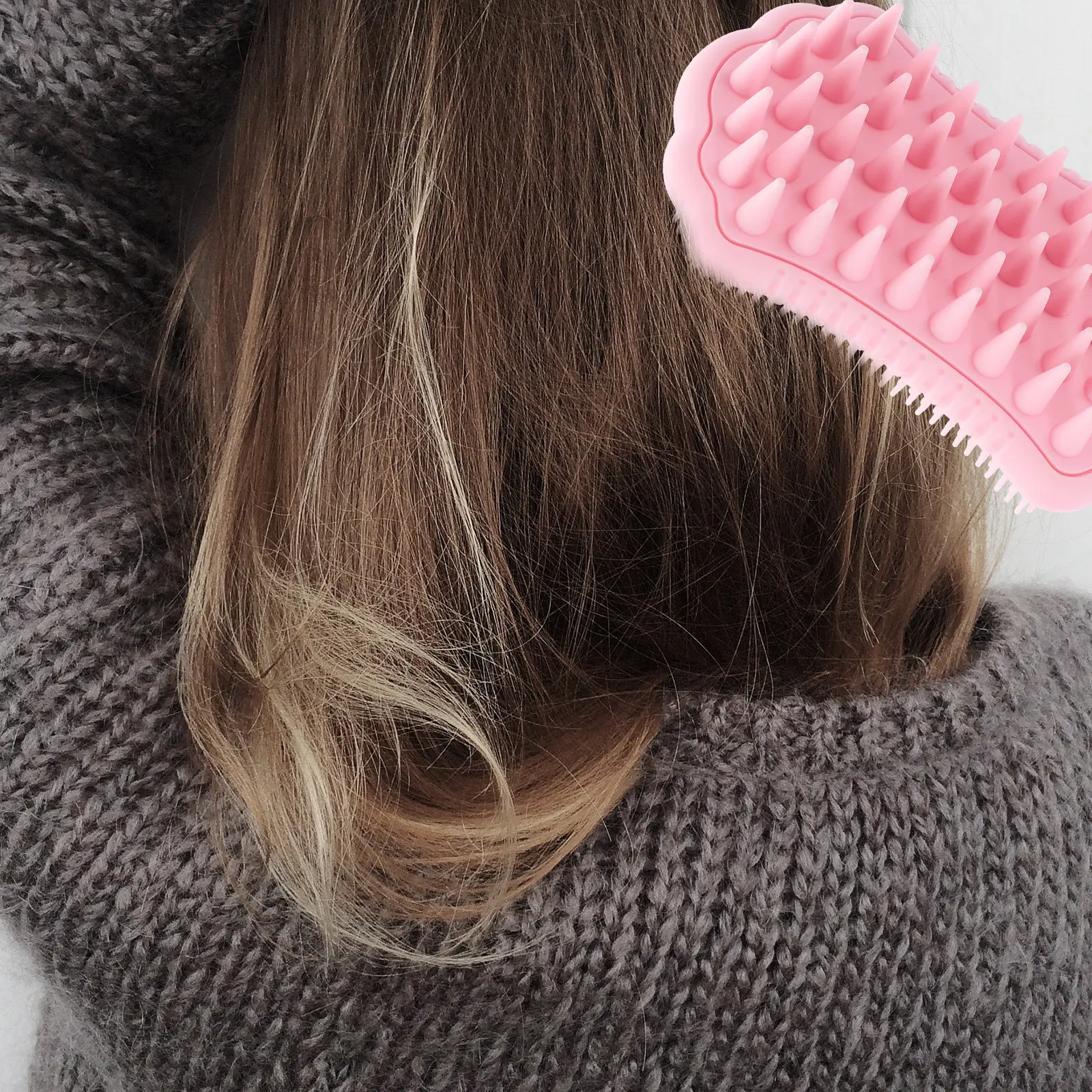 

Dual-Function Silicone Scalp Scrubber and Body Washing Brush for Shower Use Hair Texture Enhancer Bath Brush Body Cleaning