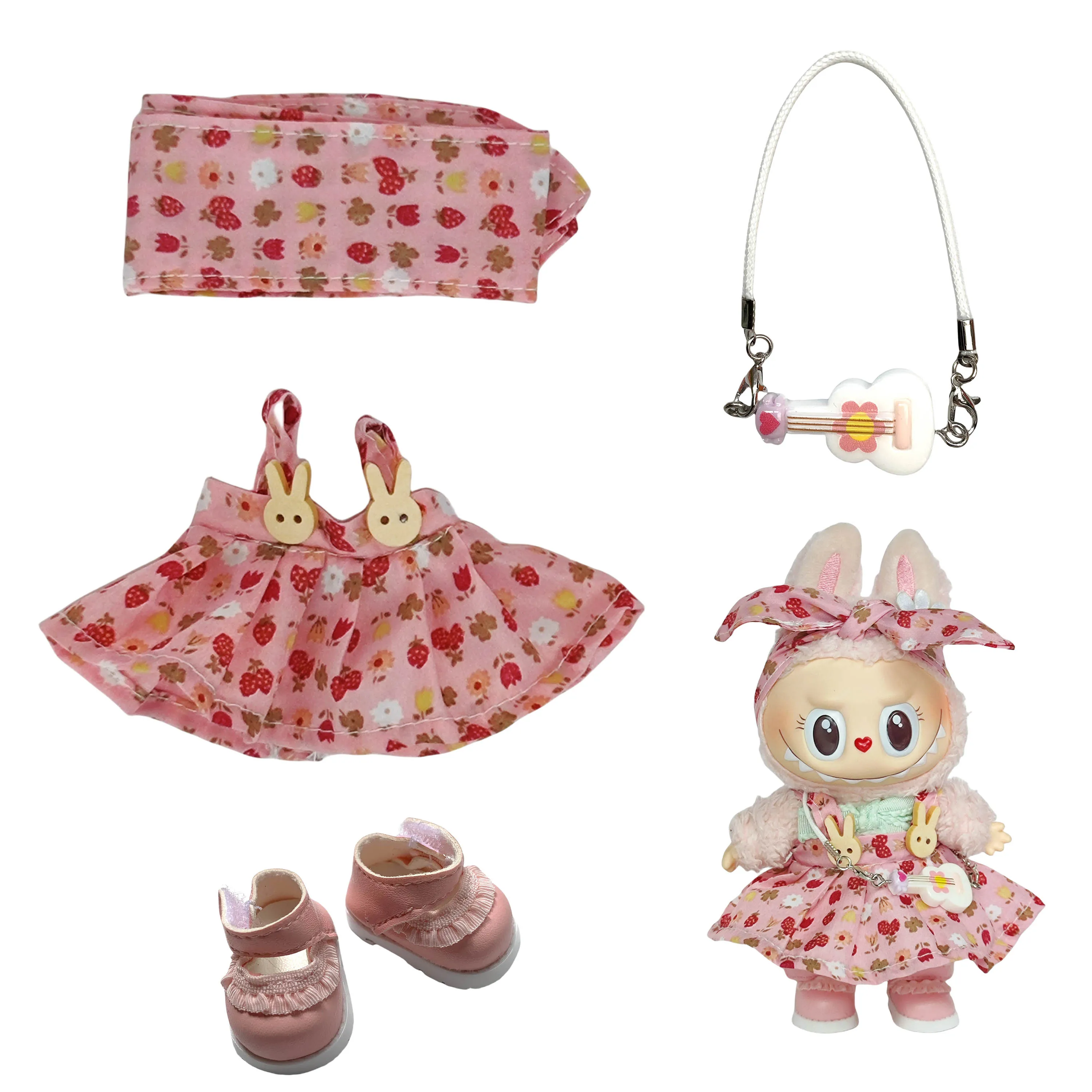 New for 17cm labubu v2 v3 sweet and fragrant wind skirt set diy labubu outfit fashion accessories play clothes labubu clothes