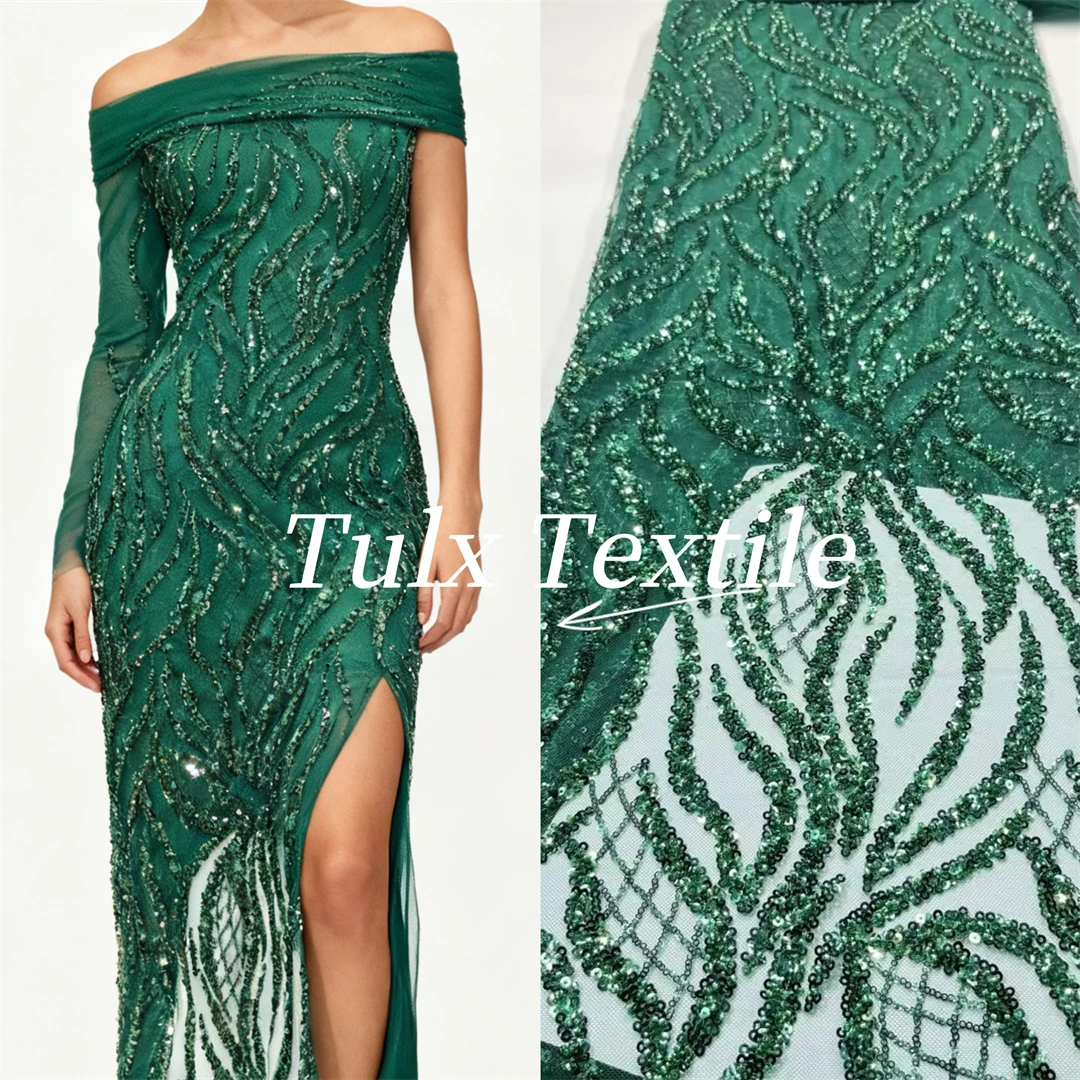 

Элегантная кружевная ткань с цветочной вышивкой и блестками, бусинами, 2026, высокое качество, французский тюль, нигерийская кружевная ткань для шитья платья