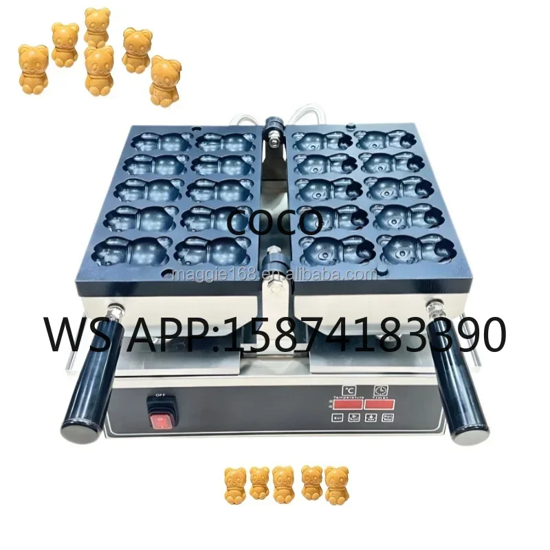 Electric Waflera Bear Waffle Maker, High Power 1800W Commercial Mini Cartoon Waffle Machine
