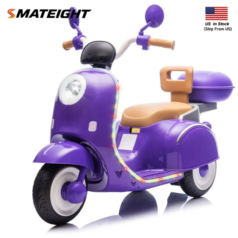 12-V-Kinderfahrt auf dreirädrigen Elektro-Motorrädern, großer Stauraum, intimes Anti-Rutsch-Design, Bluetooth für Kinder ab 5 Jahren