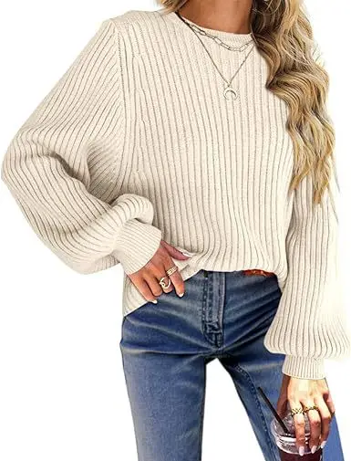 

Women's Sweater Fashion Autumn Winter Thick Balloon Long Sleeve Pullover Comfortable Knit To Keep Out The Cold Warm Casual