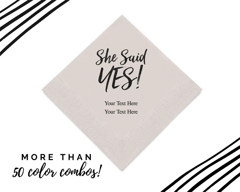 

50PCS She Said Yes! Napkins - Personalized Paper Napkins - Custom Bridal Shower Napkins - Engagement Party Napkin - Set of 50 Pe