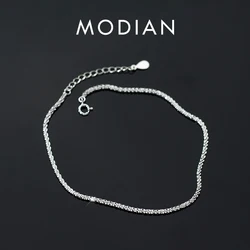 Modian Minimalism Starlight Chain Anklet for Women Authentic 925 Sterling Silver Simple Link Chain Anklet Fine Jewelry Girl Gift