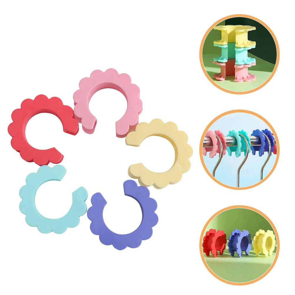 

5Pcs Silicone Hanger Windproof Buckle Flower Shape Non-Slip Hanger Grippers Clothes Drying Colorful Fixing Buckles