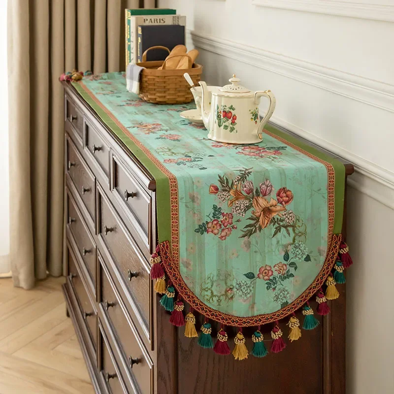 Green Ellipse Countertop Decor Tables Runner Restaurant Dining Tables Decoration Table Flag TV Table Shoe Cabinet Long Table Mat