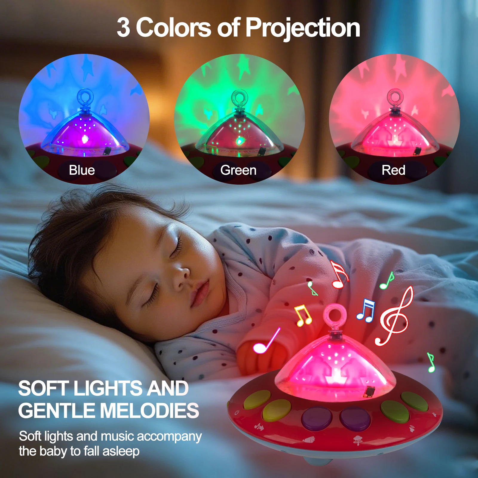 Musical Baby Crib Mobile with 108 Melody Lights Projection for Newborn Mobile for Crib Toys for Infants Remote Control Crib Toys