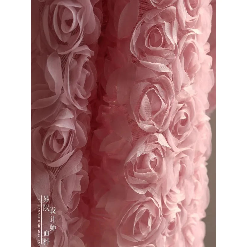 Rose Mesh Fabric Multi-layered Floral Dress Clothing Material