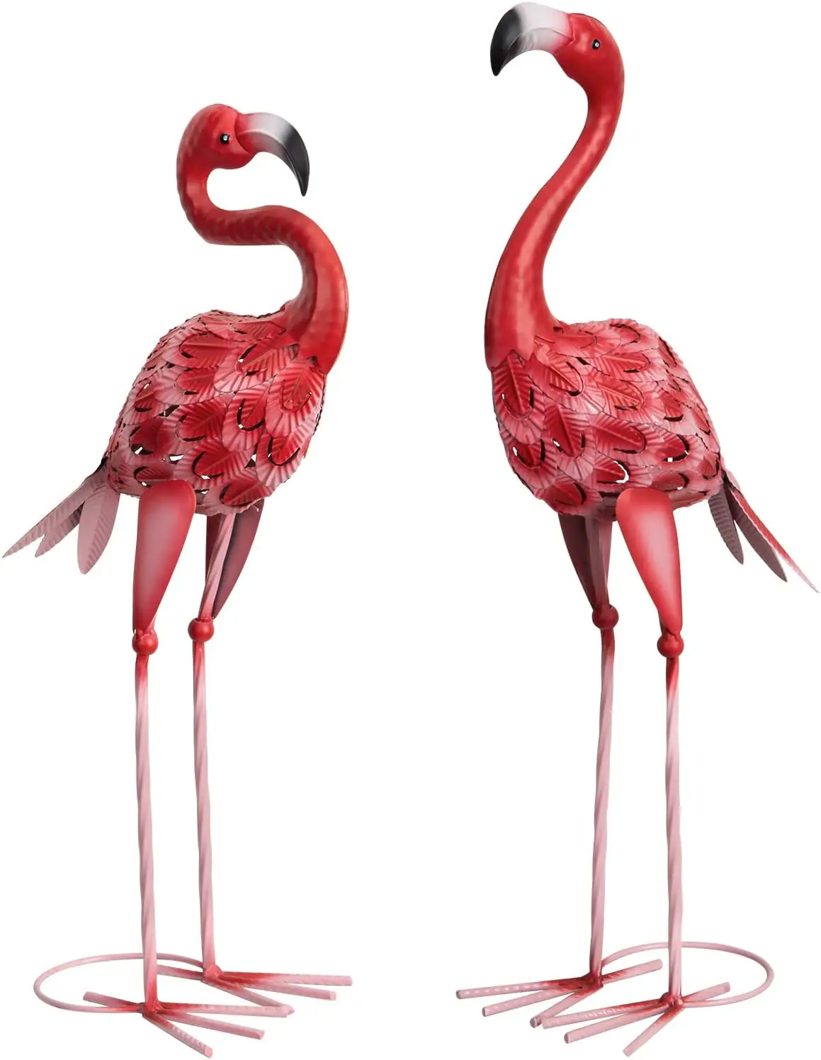 

Metal Flamingo Garden Statues Red Flamingo Yard Art Outdoor Sculptures for Home Patio Lawn Backyard Décor, Set of 2