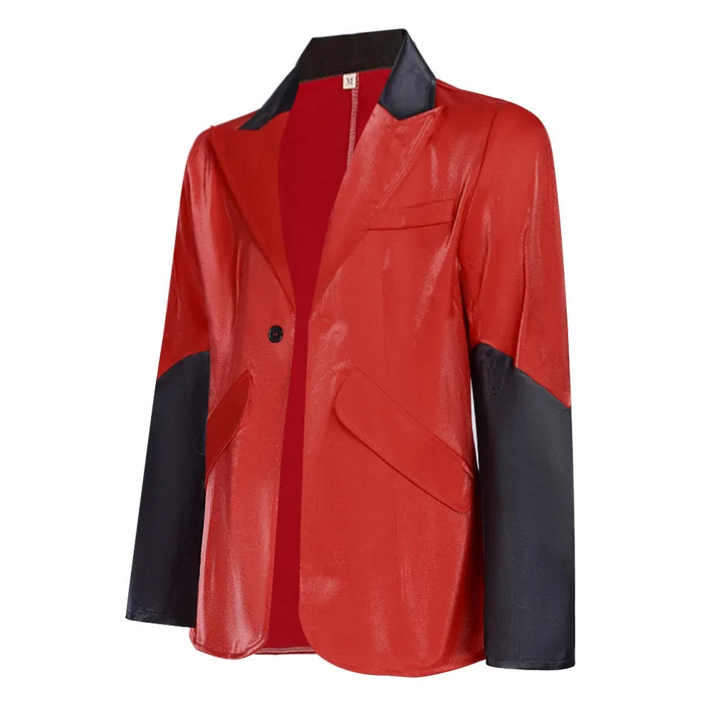 

2026 new Halloween Blazer Tuxedo Vampire Gental Suit Fashion Clothes Skull Ghost Cosplay Costume Red Jacket with Black Sleeve