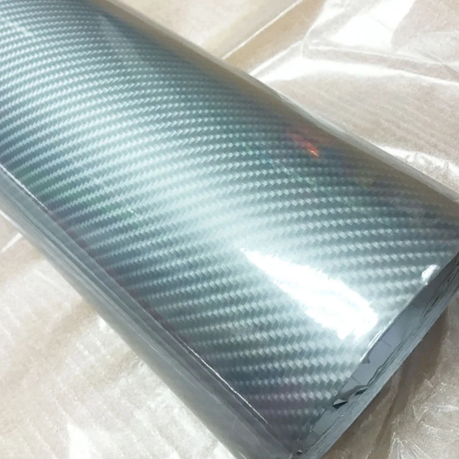 Premium Quality Silver 5D Carbon Fiber Film with air free bubbles Ultra Glossy 5D Carbon Vinyl Film 10/20/30/40/50/60x152CM/LOT