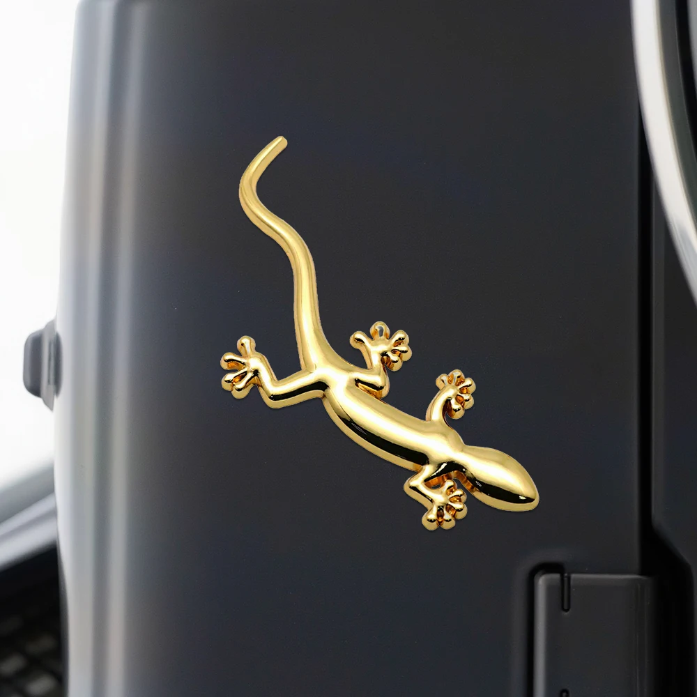 3D Metal Car Sticker Creative Gold Gecko Emblem Badge Car Body Rear Trunk Upgrade Version Modification Accessories Decal