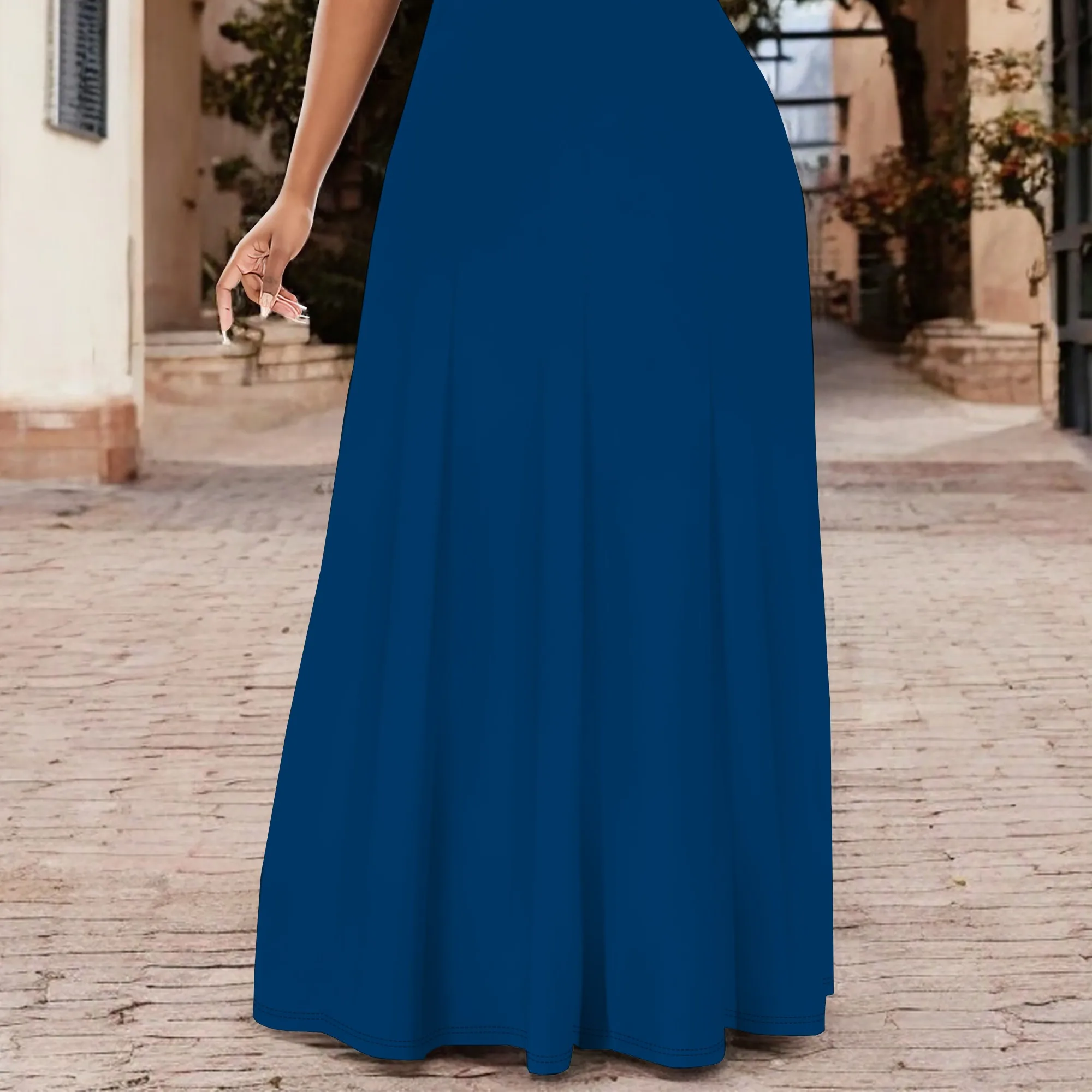 Women's Summer Short Sleeve A-Line Midi Dresses Casual T-Shirt Dresses Flowy Beach Sundress with Pockets