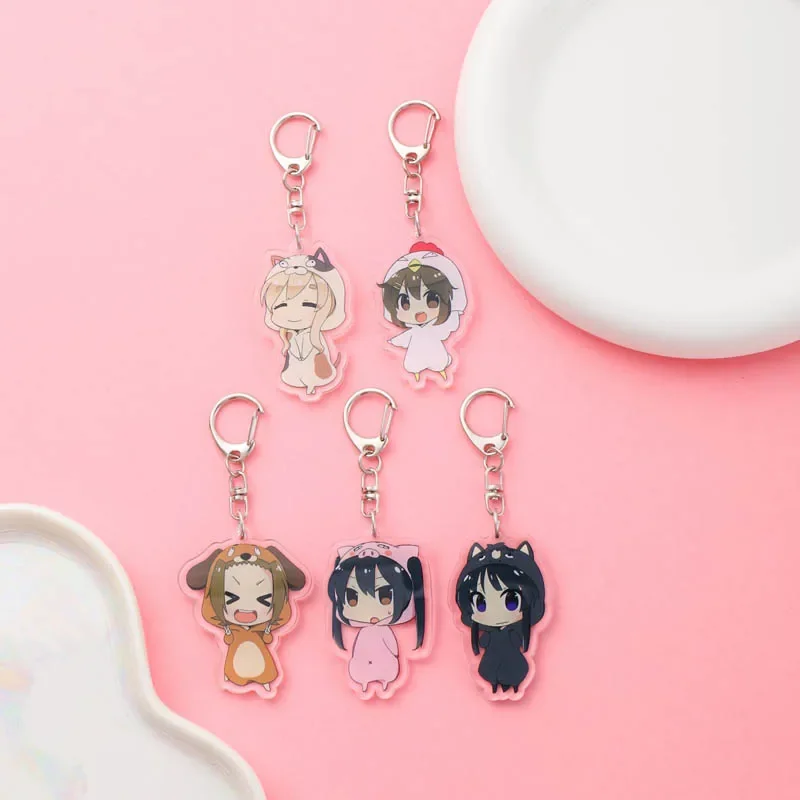 K-ON！Anime Acrylic keychain accessaries Cartoon funny Bag Pendant cute creative Schoolbag charm Car Keyring Friends Fans Gifts