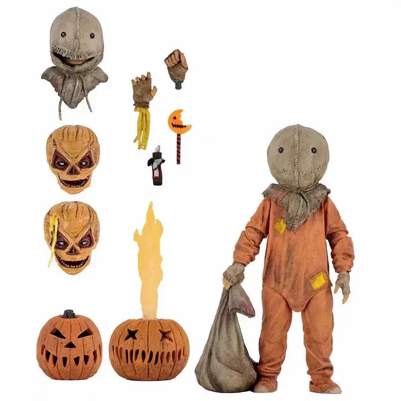 Neca 56048 Sam 7 Inch Action Figure Horror Movie Character Halloween Pumpkin Man Collectible Model Toy For Adult Display