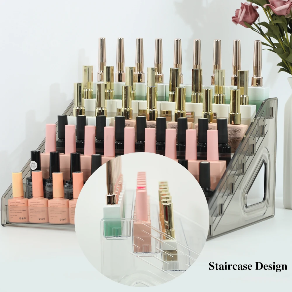 7 Layers Acrylic Nail Polish Display Rack Cosmetic Organizer Multi-layer Simple Mounting Rack Stand Holder With Nail Color Card