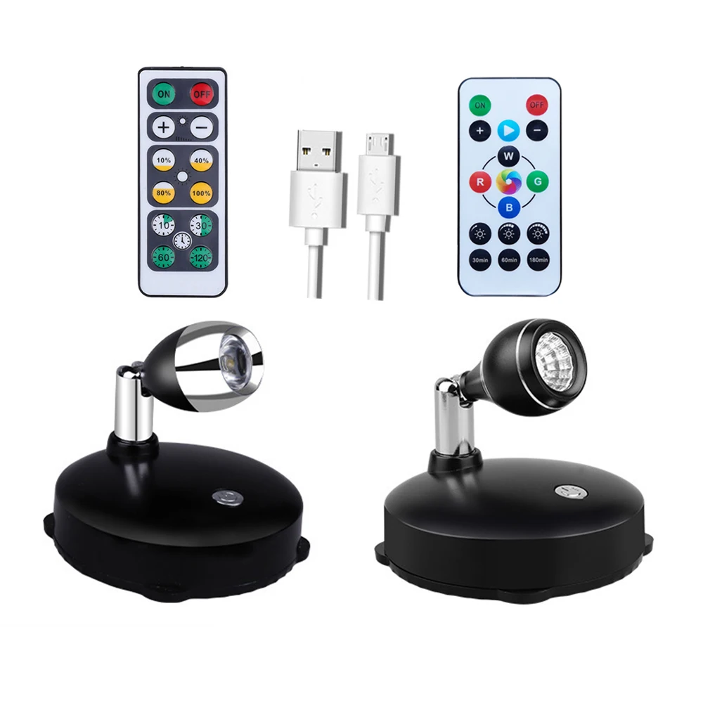 

USB Rechargeable Mini Led Spotlight Wireless Picture Light RGB or White Indoor Decoration for