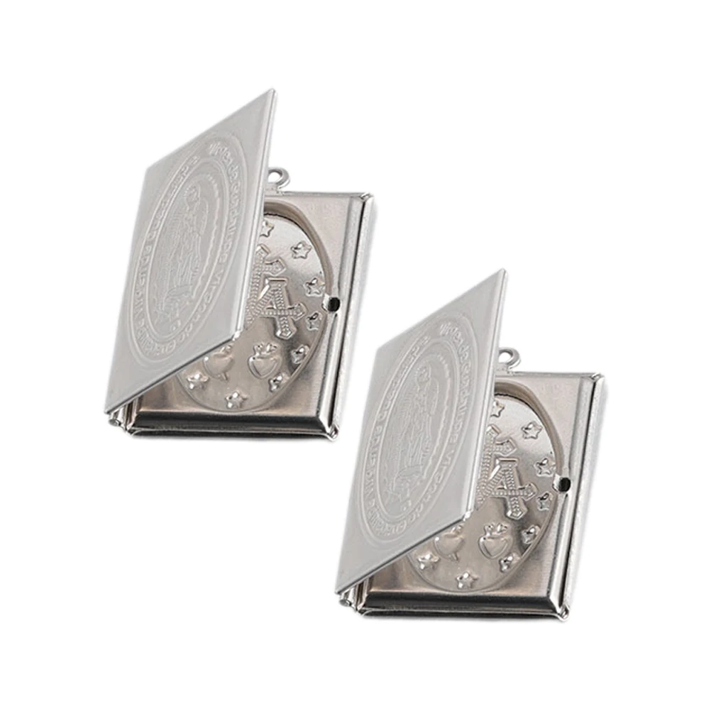 

2Pcs Photo Box Accessories Bible Book Shape Stainless Steel 27 3x35mm DIY Keychain Crafts Pendant Jewelry Charms Gifts