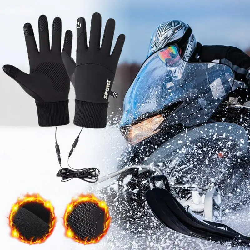 USB Touch Screen Gloves Winter Warmer Electric Heated Gloves Heated Motorcycle Gloves For Cycling Running Driving Hiking Walking