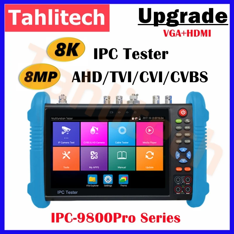 

8K CCTV IPC Tester IPC9800 7" Tester CCTV Camera 8MP AHD CVI TVI H.265 IP Camera Tester Wifi PTZ Cable Tester HDMI VGA CCTV Test