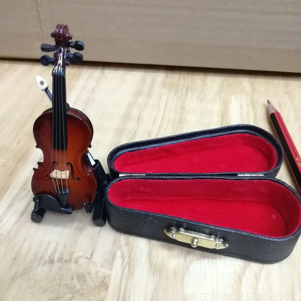 Multi-dimension Mini Violin With Support Mahogany Wooden Mini Musical Instruments Miniature Home Decor Crafts Miniature Violin