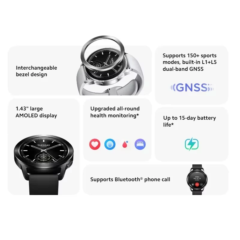 100% Original Xiaomi Watch S3 Smart Watch 1.43" AMOLED Sreen Blood Oxygen Monitor 5ATM Waterproof 150+ Sport Modes - Image 3