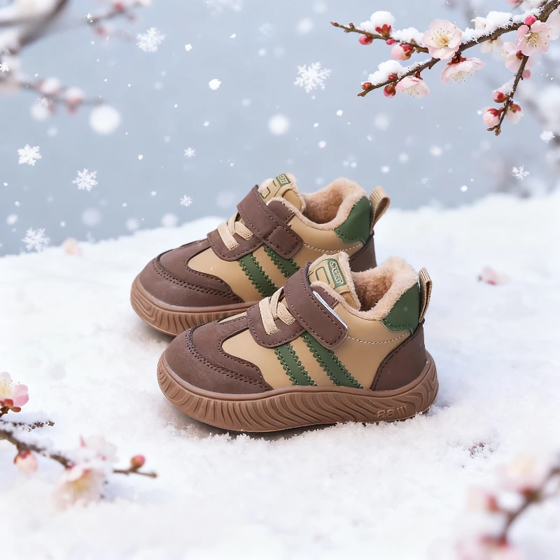 Scarpe da passeggio imbottite per bambini 0-6 anni Neonati maschi Scarpe da ragazza calde e addensate Scarpe invernali per cento antiscivolo in cotone per bambini