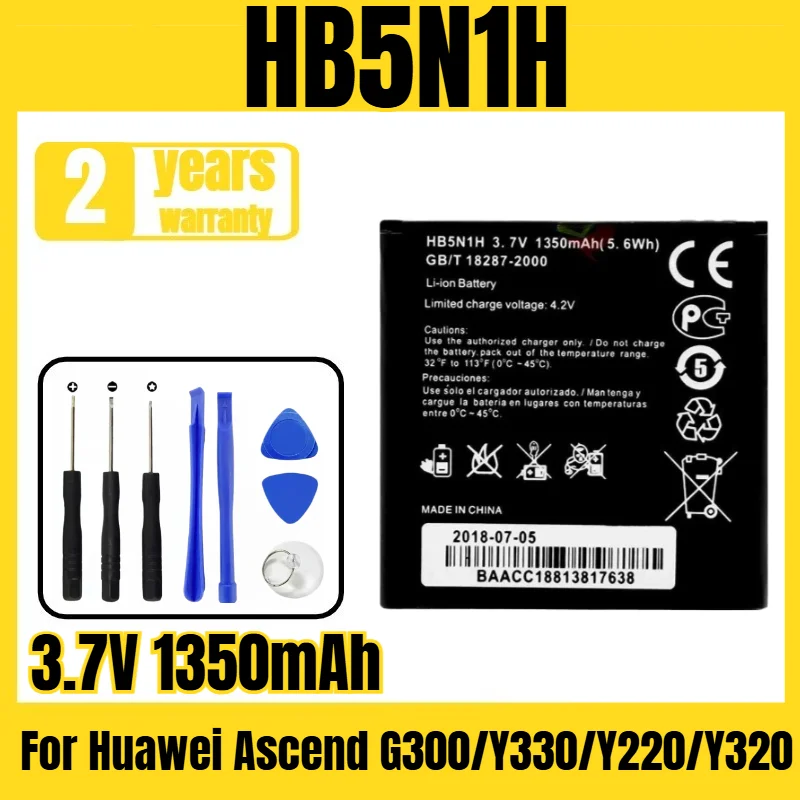 Аккумулятор HB5N1H для мобильных телефонов Huawei Ascend G300/Y330/Y220/Y320, большая емкость, 3.7V 1350mAh, с доставкой