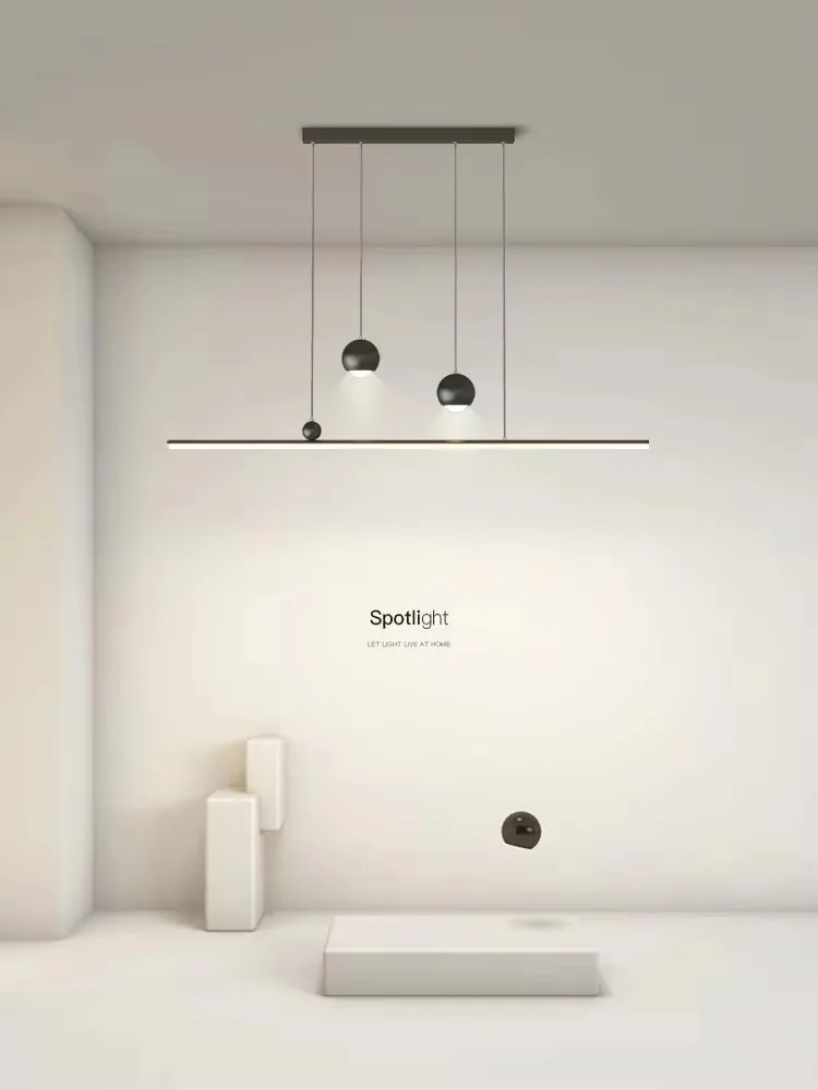 

Simple Modern Nordic LED Chandelier Dining Room Island Long Lighting Hanging Fixtures Restaurant Coffee Bar Lamp White Or Black