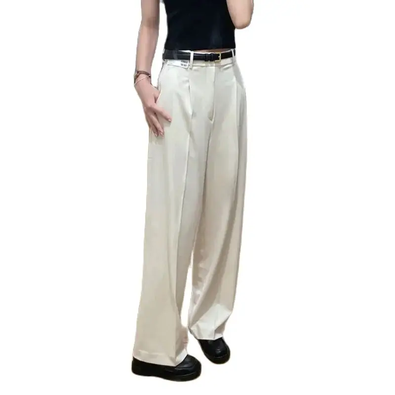

2024 High Quality Casual Pants Women's High Waist Straight Trousers Streetwear Elegant Suit Pants Spring Summer Wide-leg Pants
