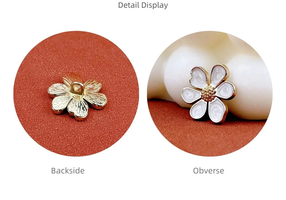 10 Stück Metallknöpfe zum Nähen, Kleidungszubehör, DIY-Handwerk, Dekoration, Mode-Pulloverknöpfe, Blumenform, goldene Knöpfe, 16 mm/19 mm – Detail 4