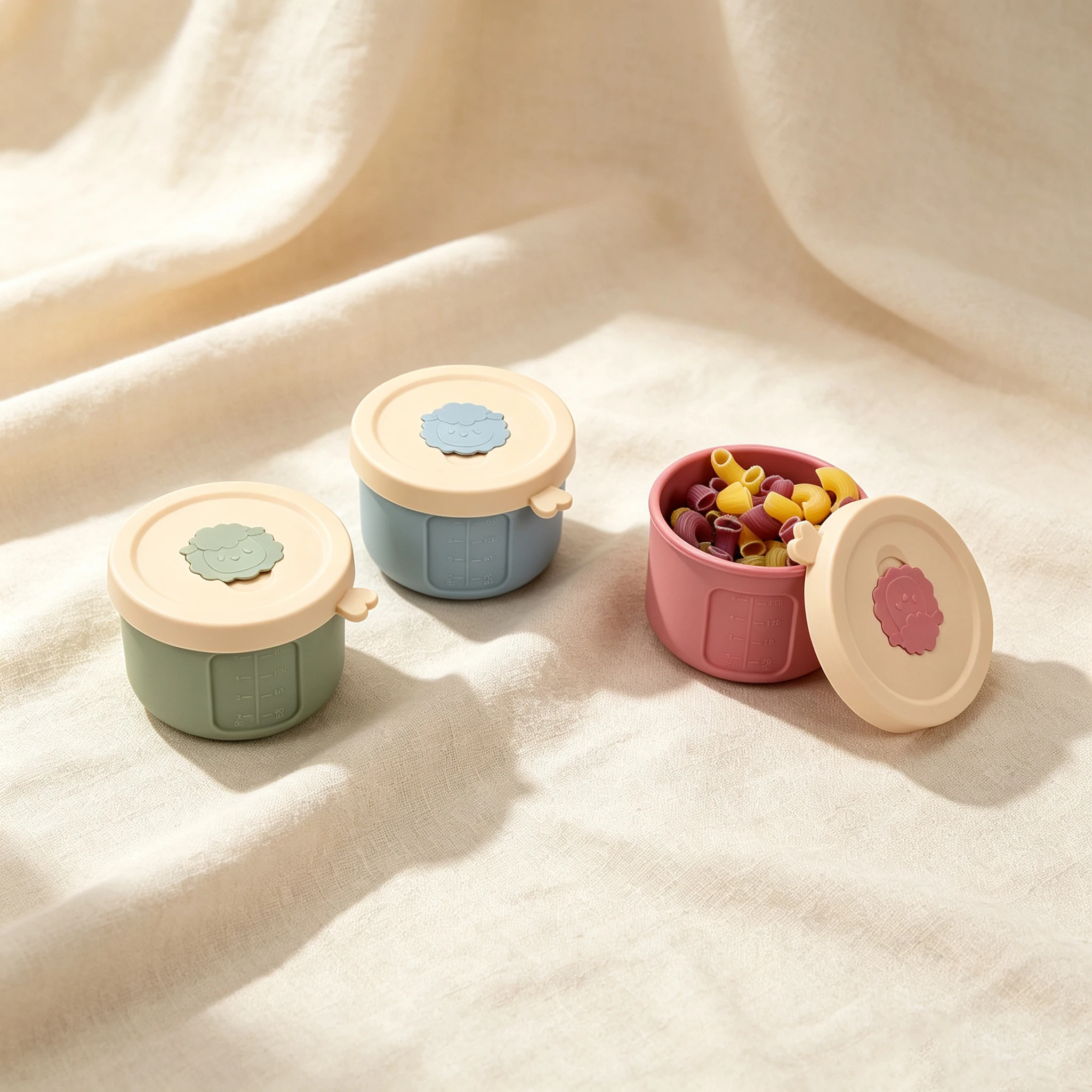 1pc Food Grade Silicone Baby Food Storage Container, Leak-Proof Snack Box, School Lunch Box