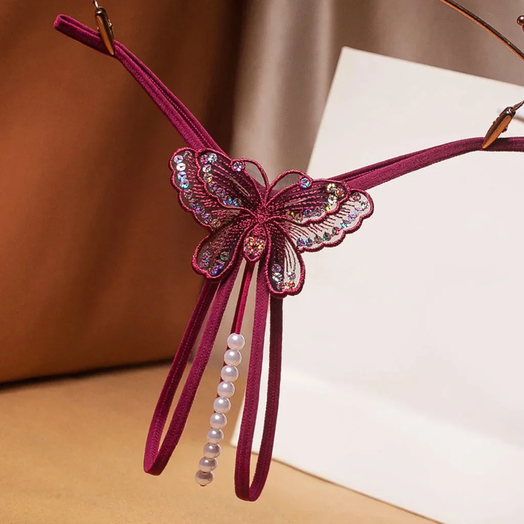 

Fashion Lingerie Erotic G-string Open Crotch Panties Sexy Sequins Underwear Crotchless Pearls String Embroidery Thong