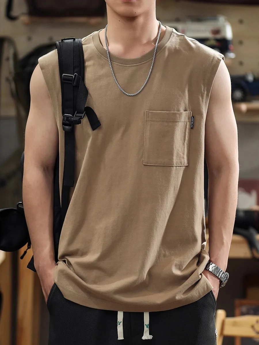 

Loose Fit American Casual Sle Men's Vest Summer Outdoor Sportswear Svel Heavyweight Comfortable Breathable Cotton