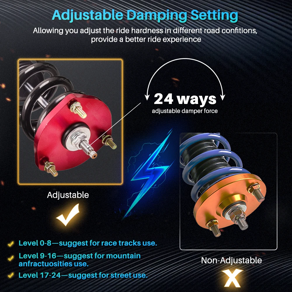 Kit de amortiguadores de 24 vías, puntal de choque para Lexus IS300 RS200 2001-2005