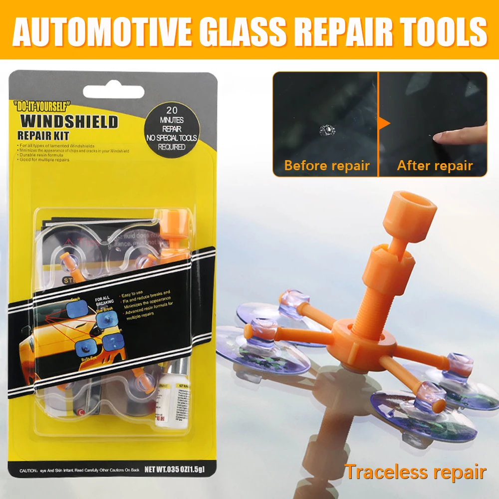 Car Windshield Repair Kit Quick Fix Car Cracked Glass Windscreen Repair Tool Resin Sealer DIY Auto Window Screen Polishing