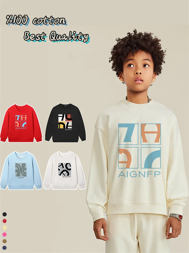 

Модная детская зимняя одежда, теплый пуловер с длинными рукавами и буквенным принтом, повседневная толстовка с геометрической фигурой для мальчиков, толстовка с капюшоном для детей-подростков