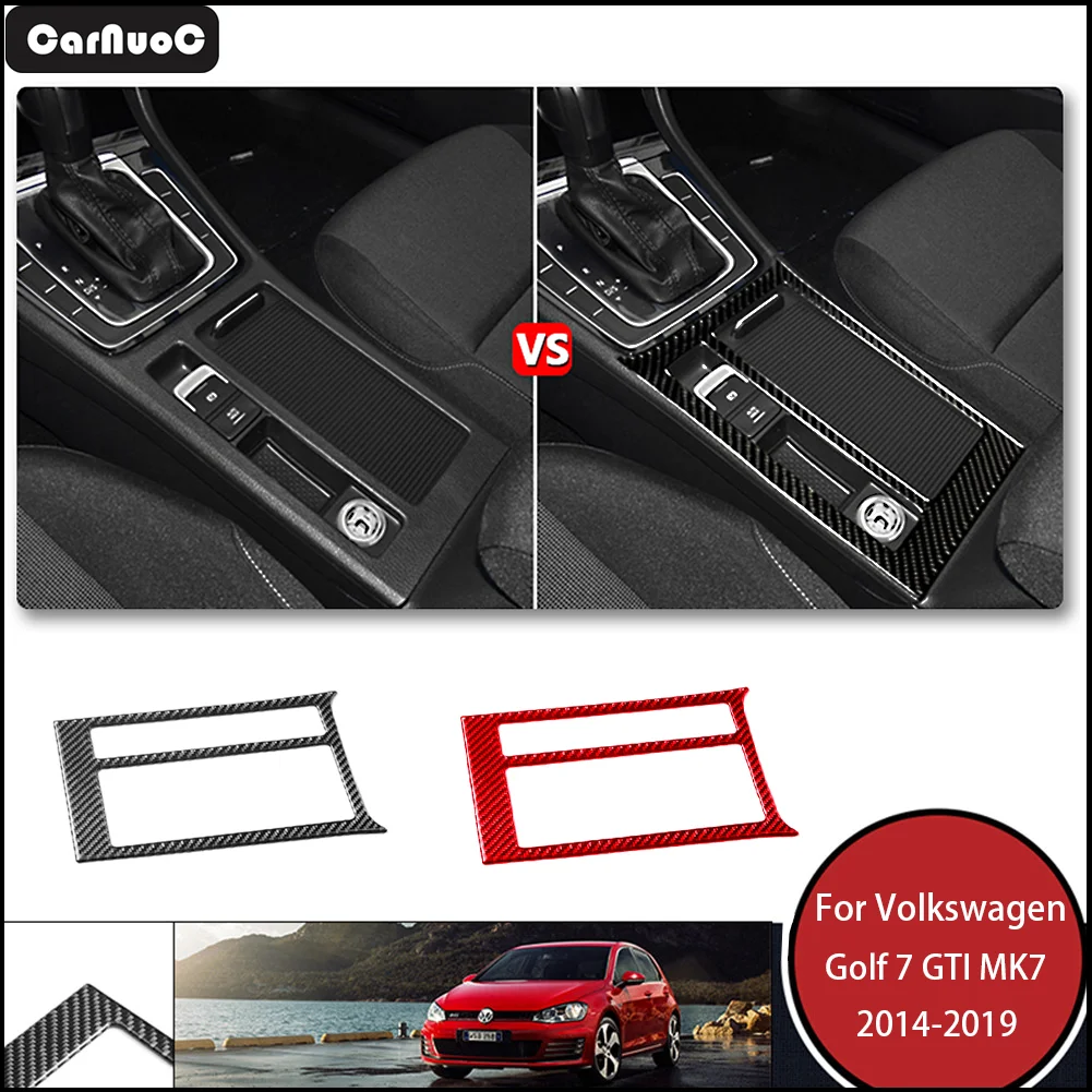 

For Volkswagen Golf 7 GTI 2014-2019 Carbon Fiber Car Interior Upgrade Kit - Self-Adhesive water cup holder Panel Trim Decals