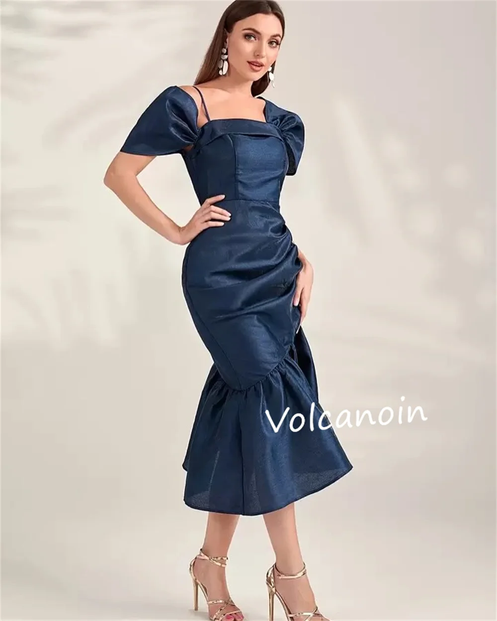 Вечерние платья миди с открытыми плечами и складками из шармезы по индивидуальному заказу, элегантные, высокое качество